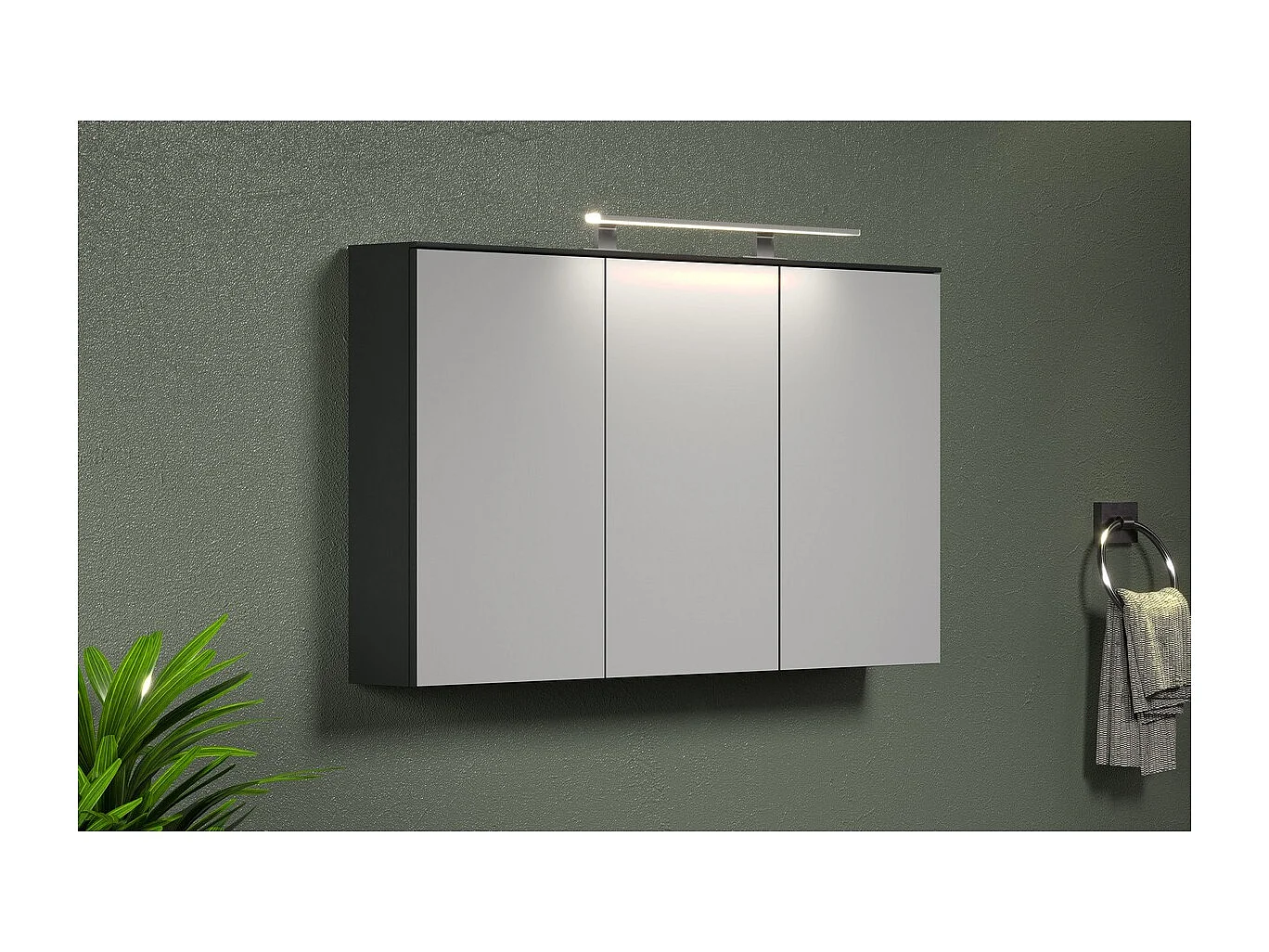 Armoire Murale de Salle de Bain avec Miroir Synnax, Anthracite, 120x17x70 cm, Seven Design