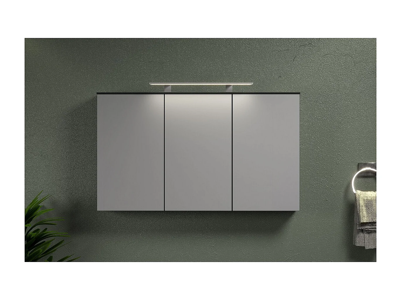 Armoire Murale de Salle de Bain avec Miroir Synnax, Anthracite, 120x17x70 cm, Seven Design