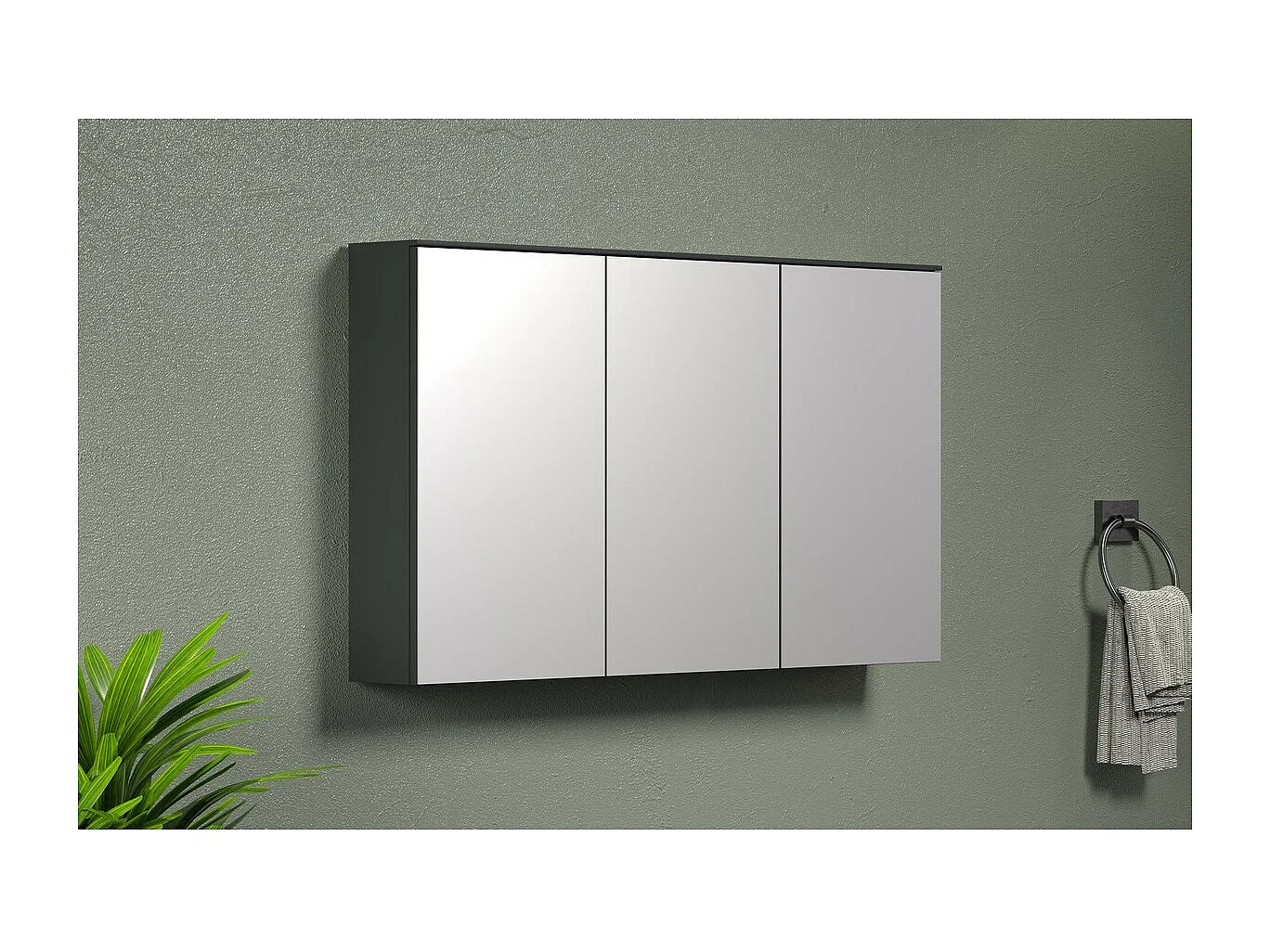 Armoire Murale de Salle de Bain avec Miroir Synnax, Anthracite, 120x17x70 cm, Seven Design
