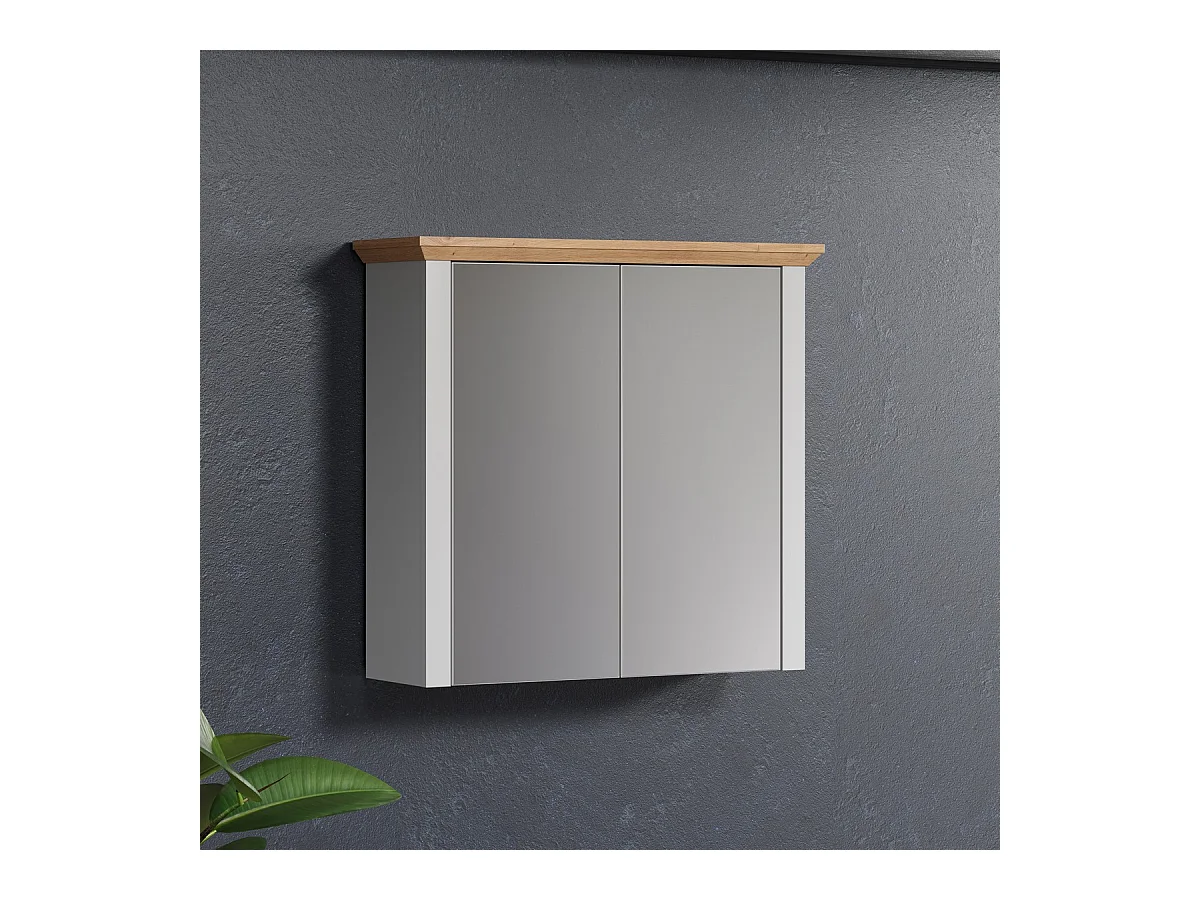 Armoire Murale de Salle de Bain avec Miroir Landside, Blanc, 78x73x24 cm, EPIKASA