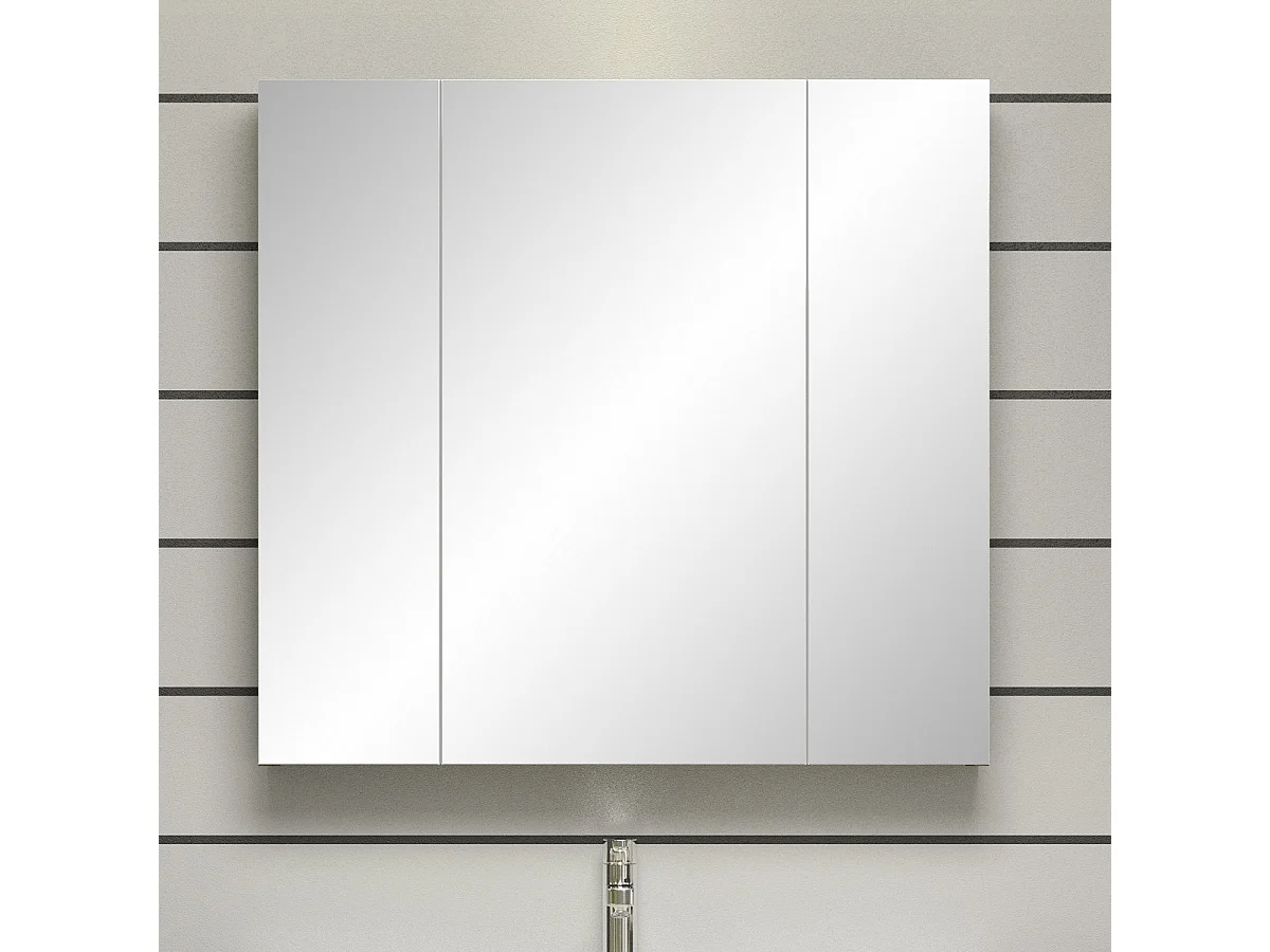 Pensile Bagno con Specchio Riva, Bianco, 80x16x75 cm, Seven Design