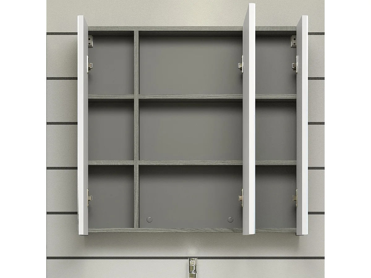 Pensile Bagno con Specchio Riva, Bianco, 80x16x75 cm, Seven Design