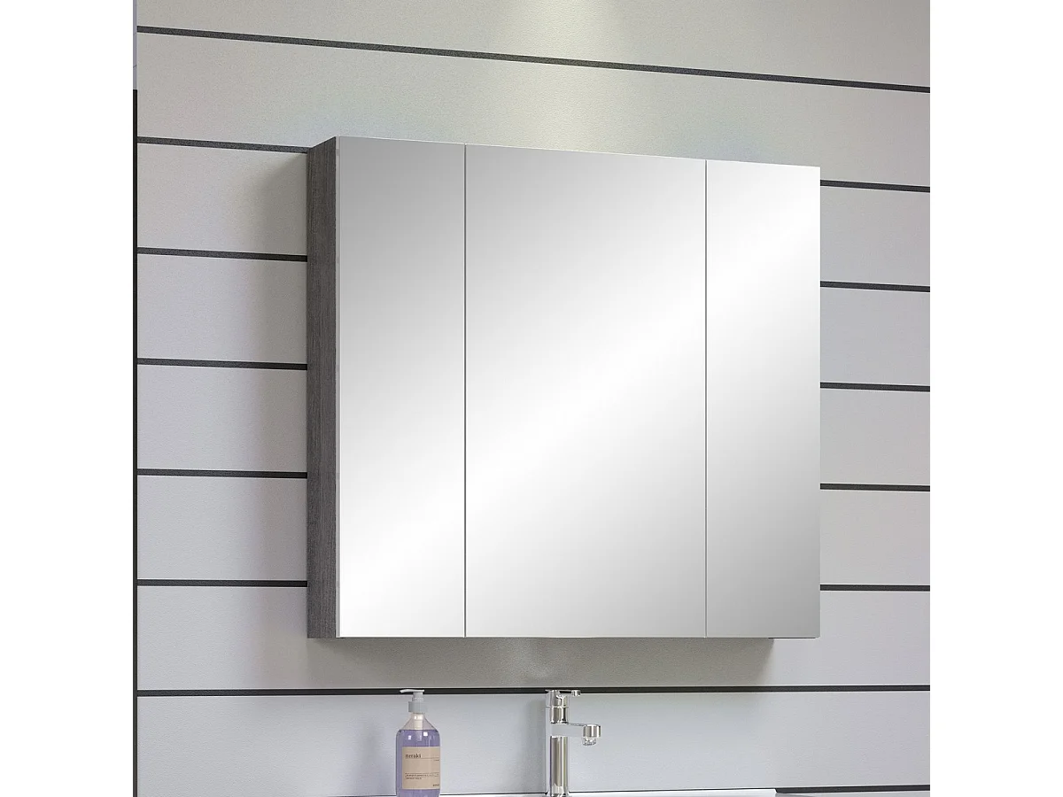 Pensile Bagno con Specchio Riva, Bianco, 80x16x75 cm, Seven Design