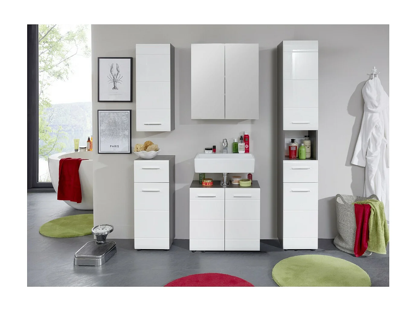 Pensile Bagno Line, Bianco, 30x77x24 cm, EPIKASA