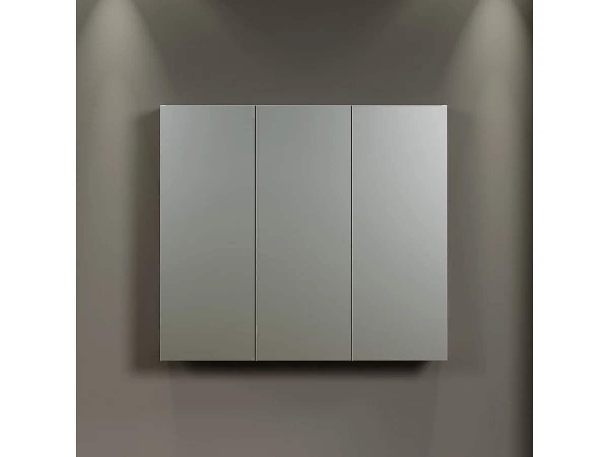 Pensile Bagno con Specchio Pure, Grigio, 90x80x20 cm, EPIKASA