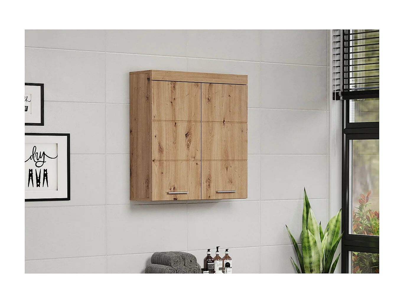 Armoire Murale de Salle de Bain Amanda, Marron, 73x23x77 cm, Seven Design