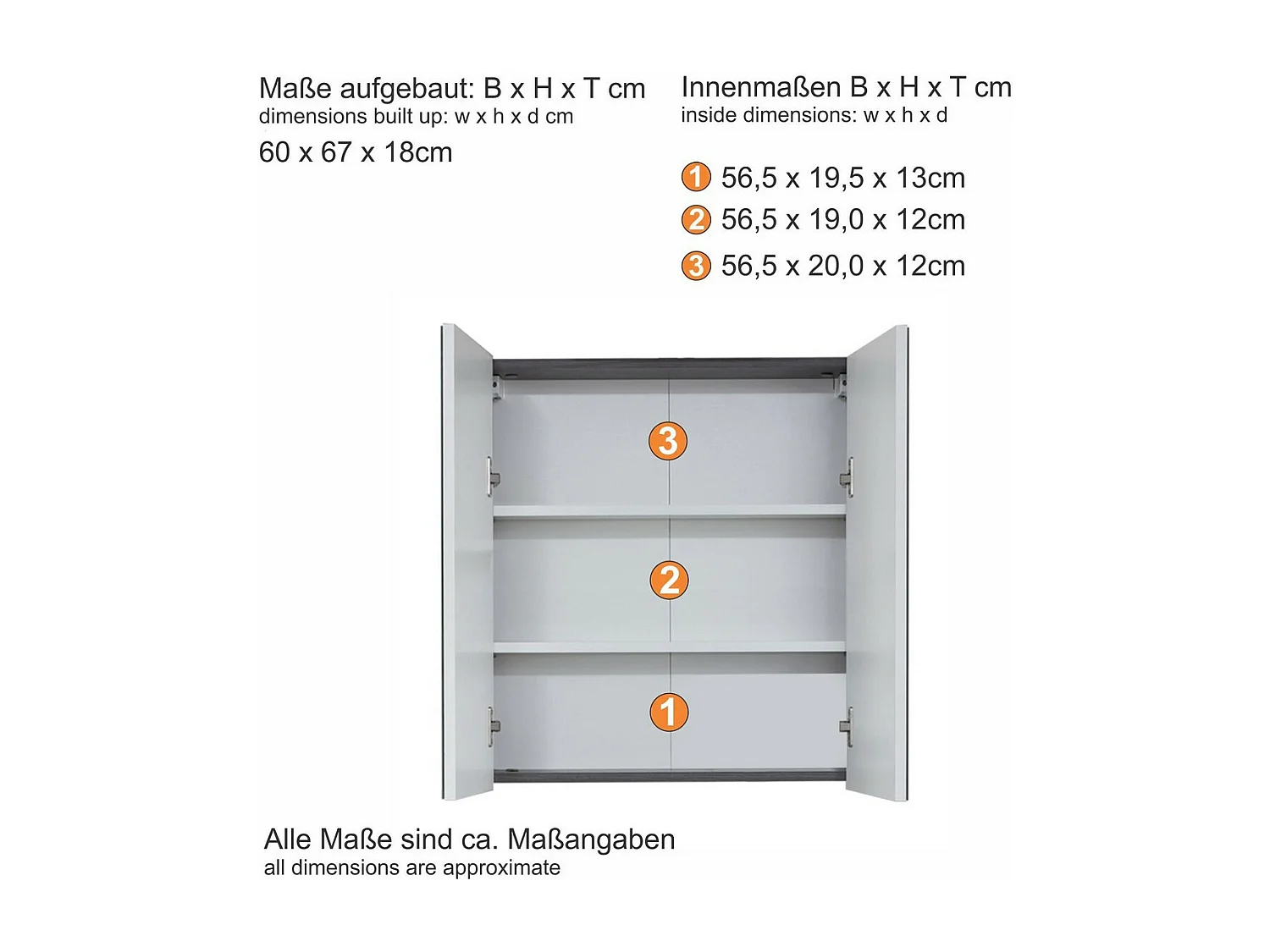 Armoire Murale de Salle de Bain avec Miroir Line 1, Blanc, 60x18x67 cm, Seven Design