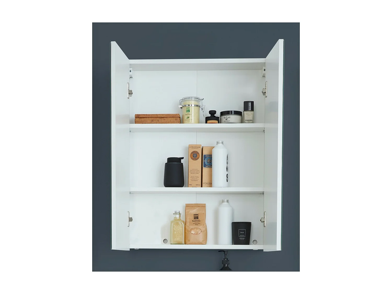 Armoire Murale de Salle de Bain avec Miroir Line, Blanc, 60x18x67 cm, Seven Design