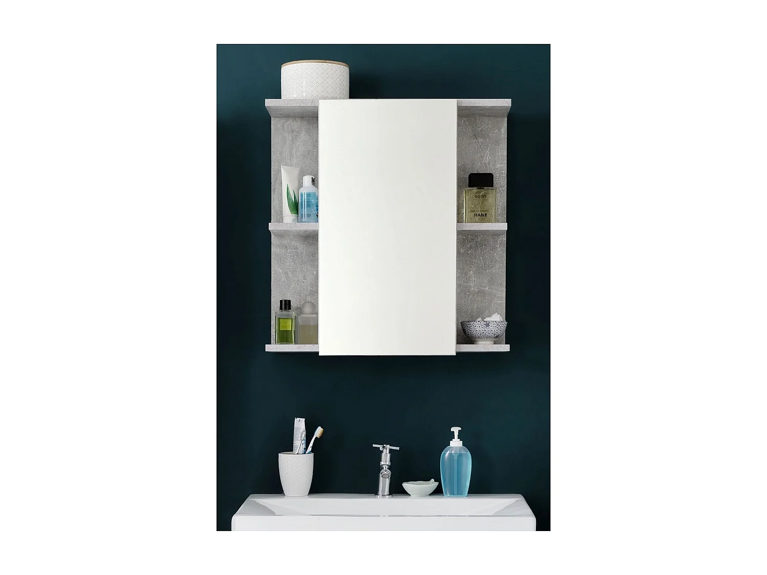 Badkamer Wandkast met Spiegel Nano, Wit, 60x62x20 cm, EPIKASA