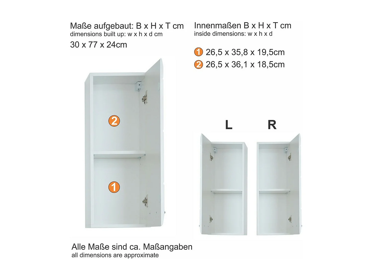 Armoire Murale de Salle de Bain Skin, Blanc, 30x23x77 cm, Seven Design