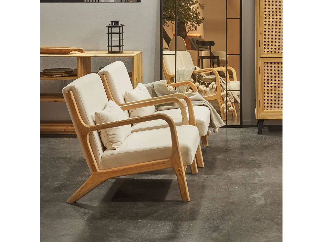 Butaca Elka Beige - Madera natural