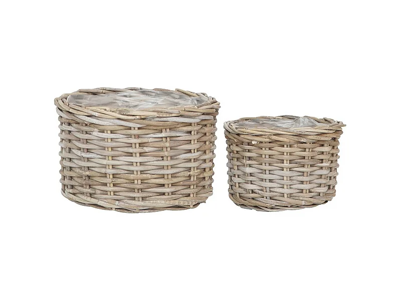 Set di 2 Cesti Portaoggetti Kalak, Beige, 35x35x22 cm, EPIKASA