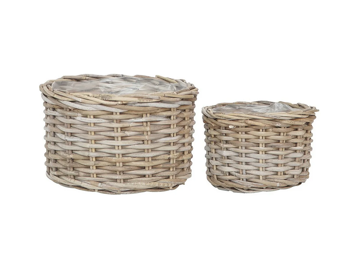 Lot de 2 Paniers Décoratifs de Rangement Kalak, Beige, 35x35x22 cm, EPIKASA