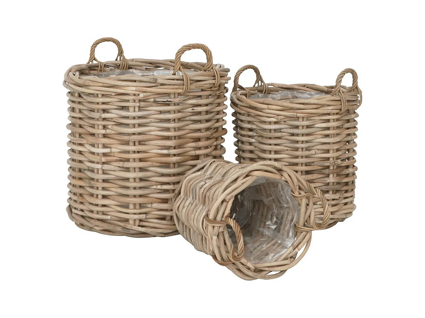 Lot de 3 Paniers Décoratifs de Rangement Burton, Marron, 62x62x53 cm, EPIKASA
