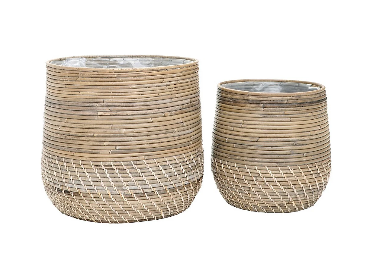 Lot de 2 Paniers Décoratifs de Rangement Moro, Beige, 39x39x35 cm, EPIKASA