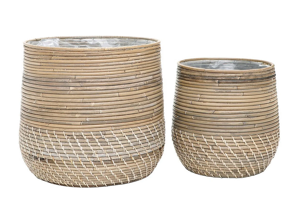 Lot de 2 Paniers Décoratifs de Rangement Moro, Beige, 39x39x35 cm, Seven Design