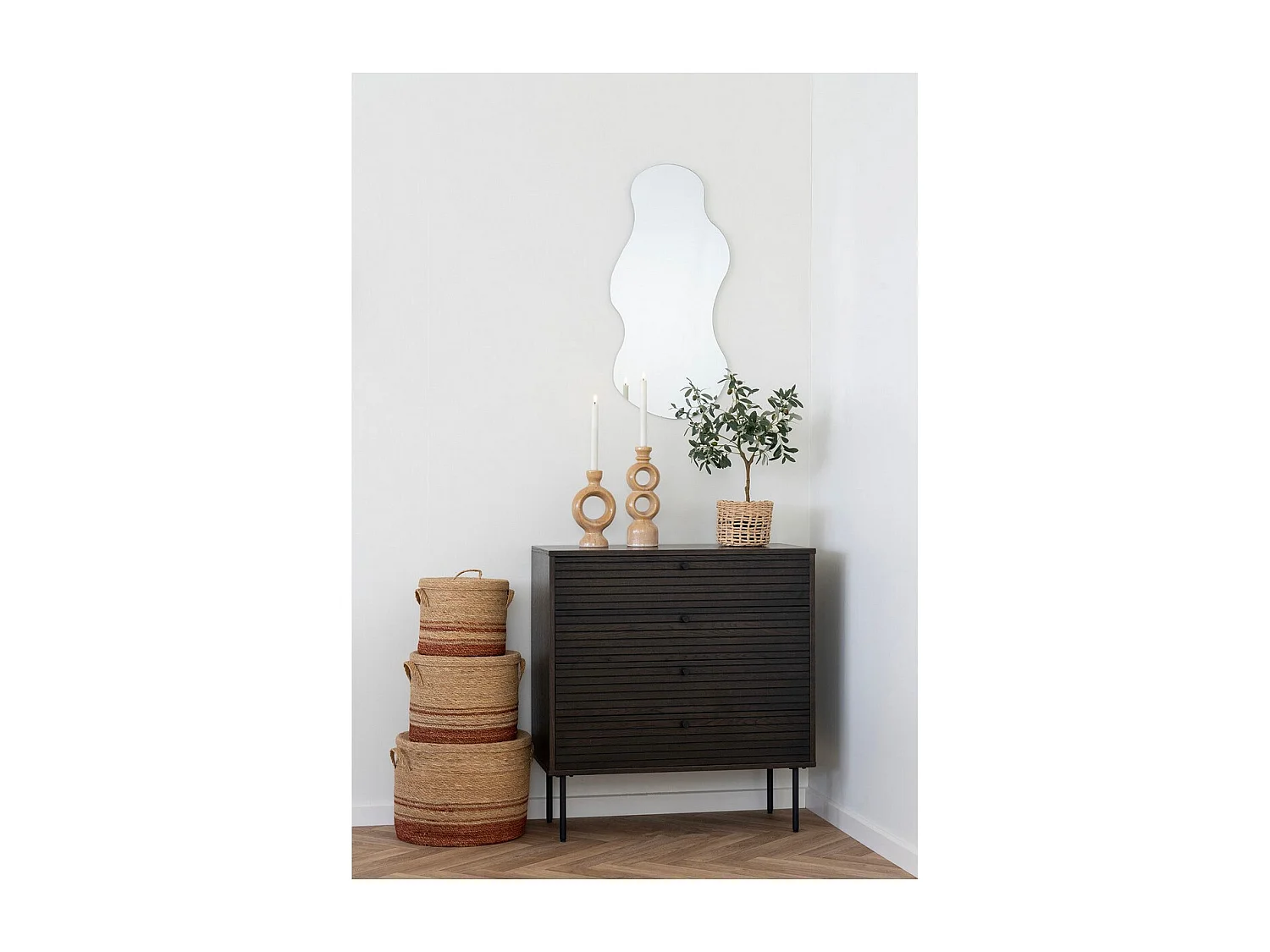 Set di 3 Cesti Portaoggetti Budoni, Marrone, 38x38x30 cm, EPIKASA