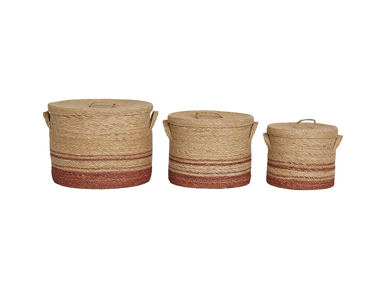 Lot de 3 Paniers Décoratifs de Rangement Budoni, Marron, 38x38x30 cm, EPIKASA