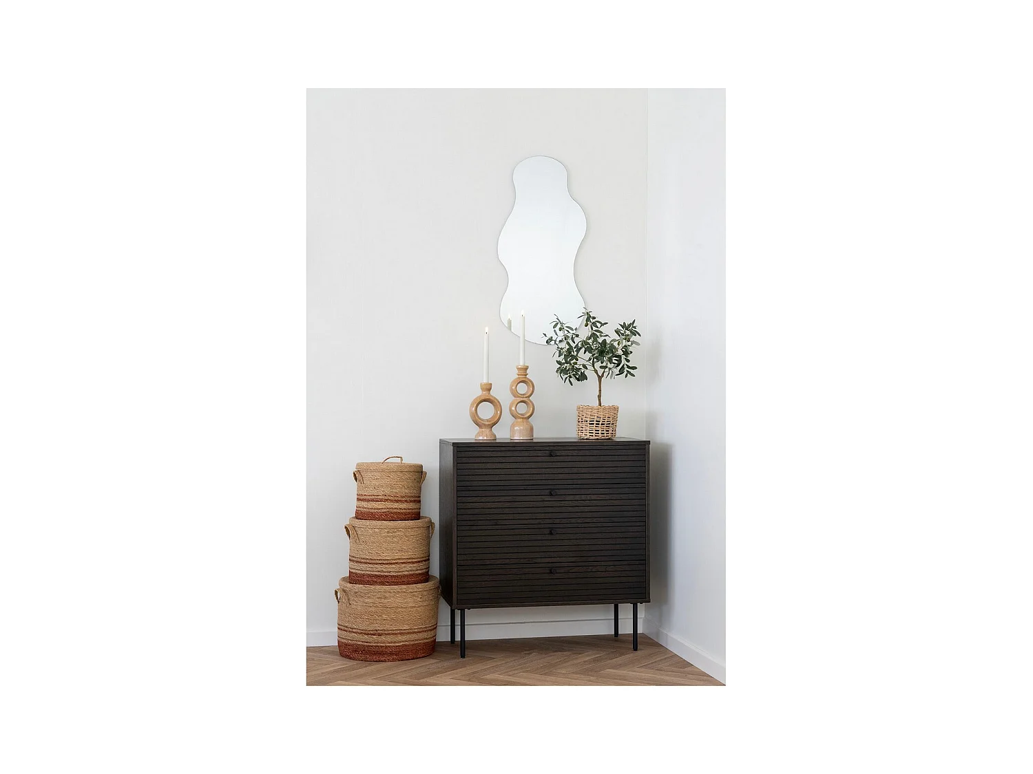 Juego de 3 Cestas de Almacenaje Budoni, Marrón, 38x38x30 cm, EPIKASA