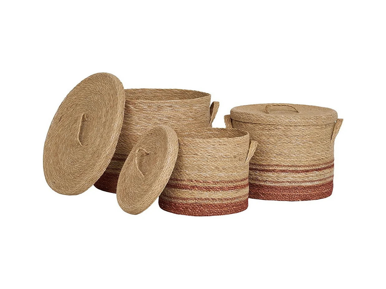 Juego de 3 Cestas de Almacenaje Budoni, Marrón, 38x38x30 cm, EPIKASA
