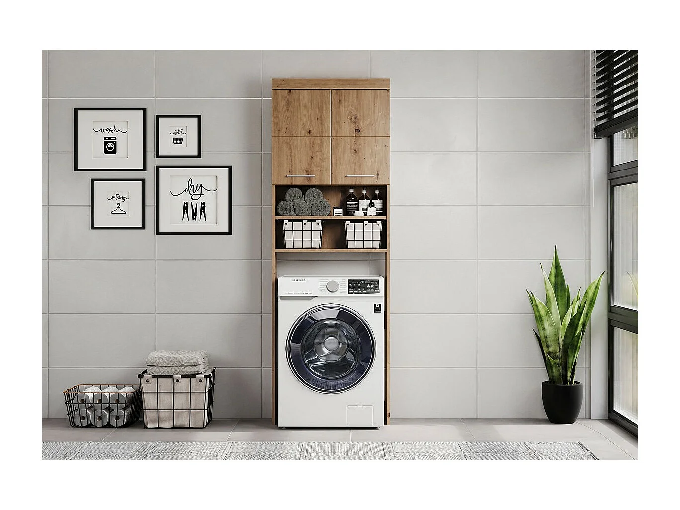 Mobile per Lavatrice Amanda, Marrone, 63x187x24 cm, EPIKASA