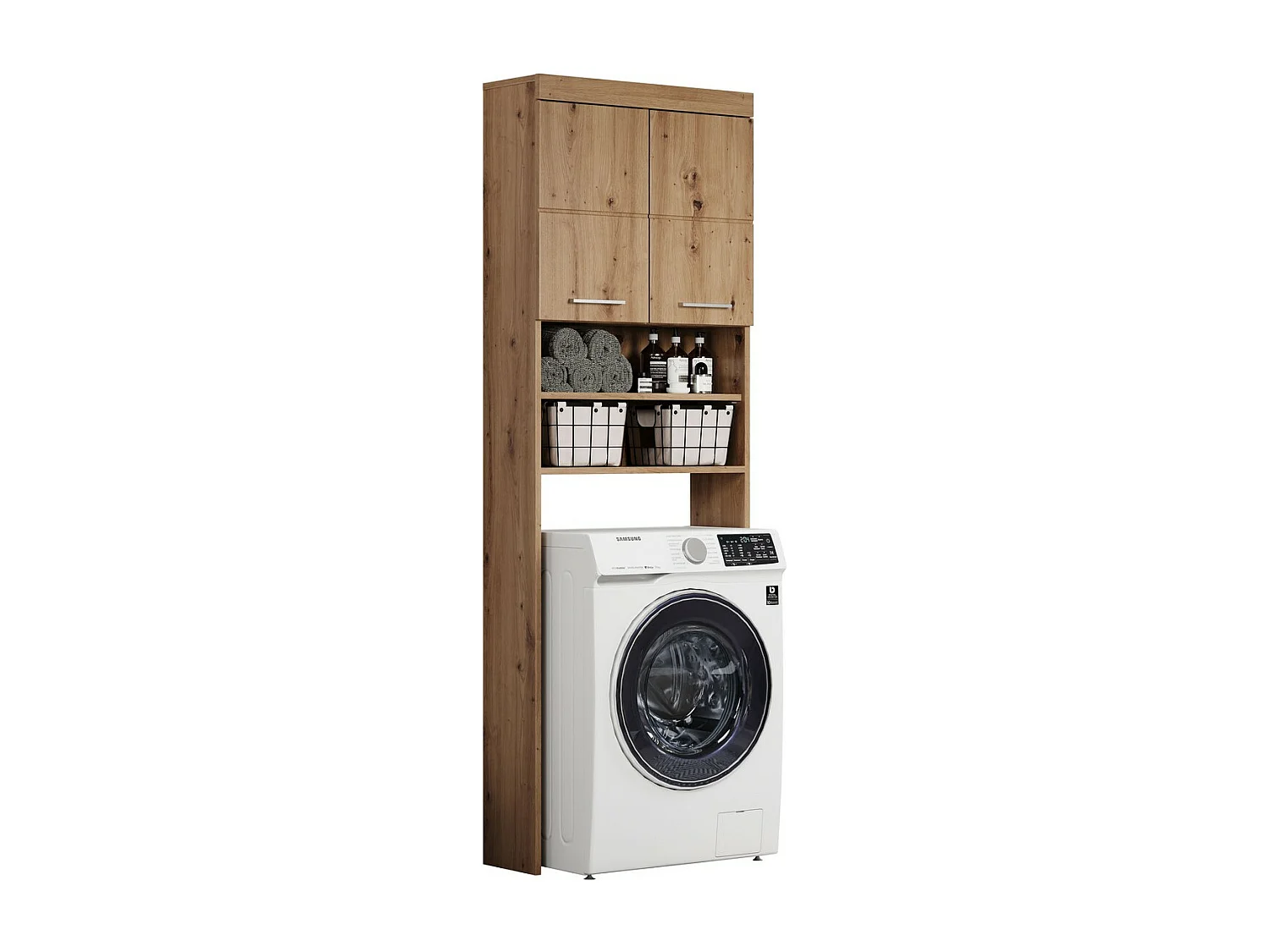 Meuble pour Machine à Laver Amanda, Marron, 63x24x187 cm, Seven Design