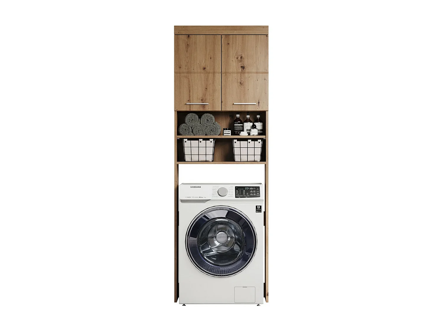 Meuble pour Machine à Laver Amanda, Marron, 63x24x187 cm, Seven Design