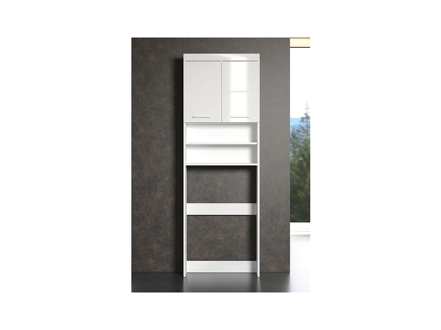 Meuble pour Machine à Laver Amanda, Blanc, 63x24x187 cm, Seven Design