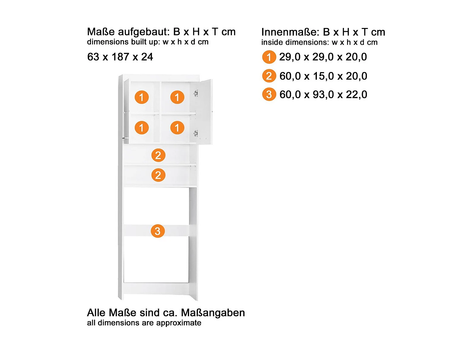 Meuble pour Machine à Laver Amanda, Gris, 63x24x187 cm, Seven Design