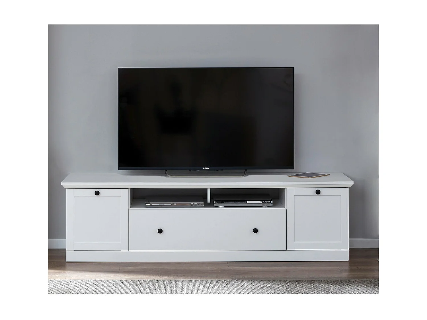 Mobile Porta Tv Brandson, Bianco, 139x49x41 cm, EPIKASA