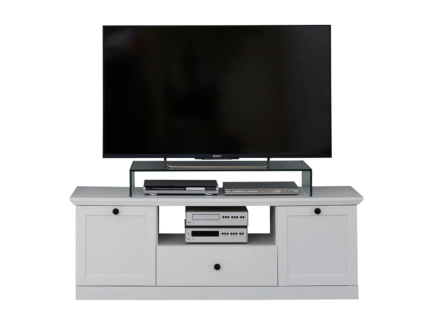 Meuble TV Brandson, Blanc, 139x49x41 cm, Seven Design