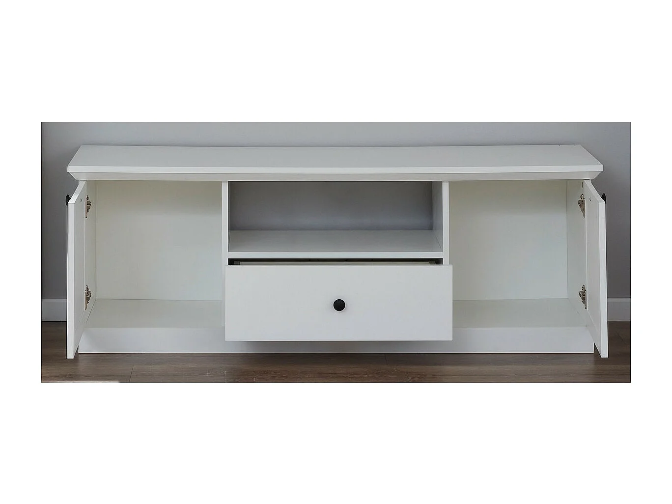 Meuble TV Brandson, Blanc, 139x49x41 cm, Seven Design