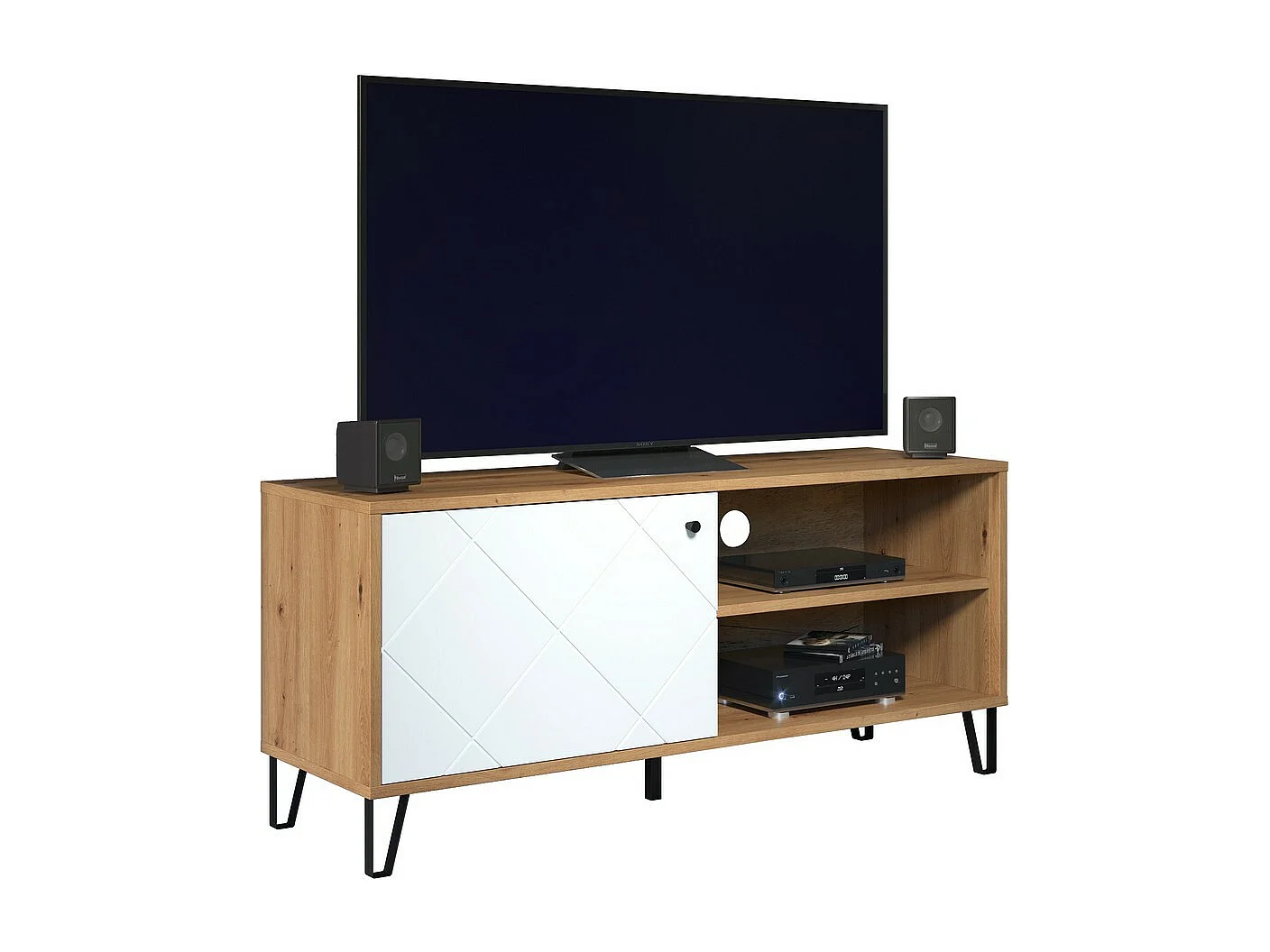 Meuble TV Touch, Blanc, 123x56x40 cm, Seven Design