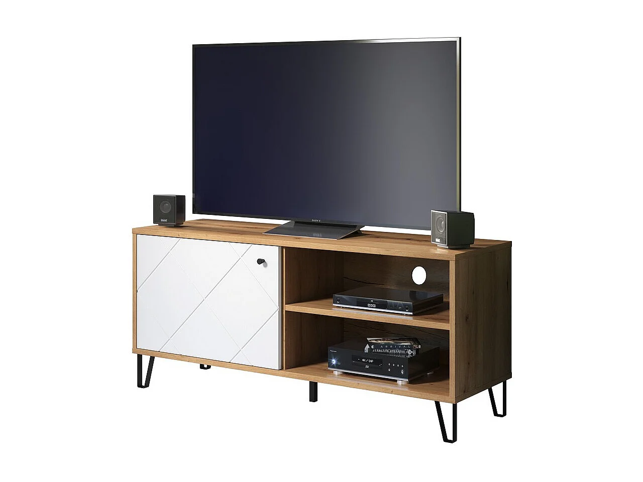 Meuble TV Touch, Blanc, 123x56x40 cm, Seven Design