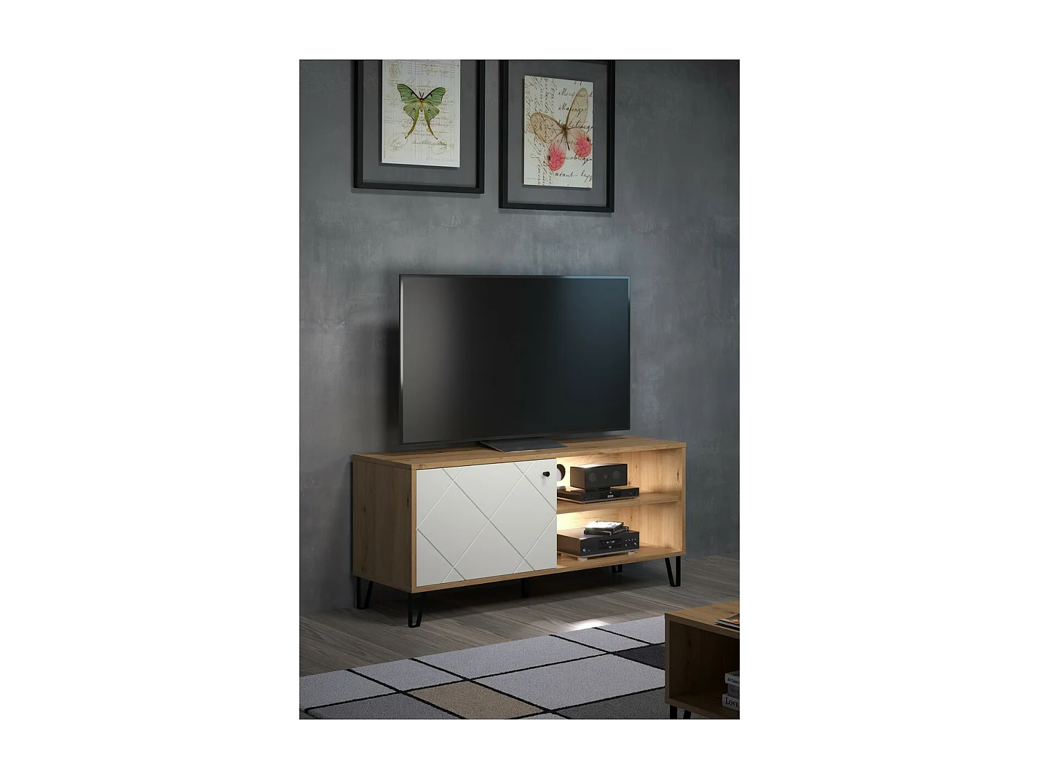 Meuble TV Touch, Blanc, 123x56x40 cm, Seven Design
