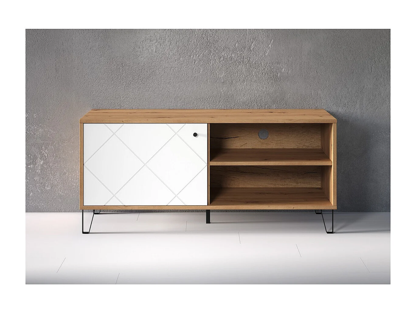 Meuble TV Touch, Blanc, 123x56x40 cm, Seven Design