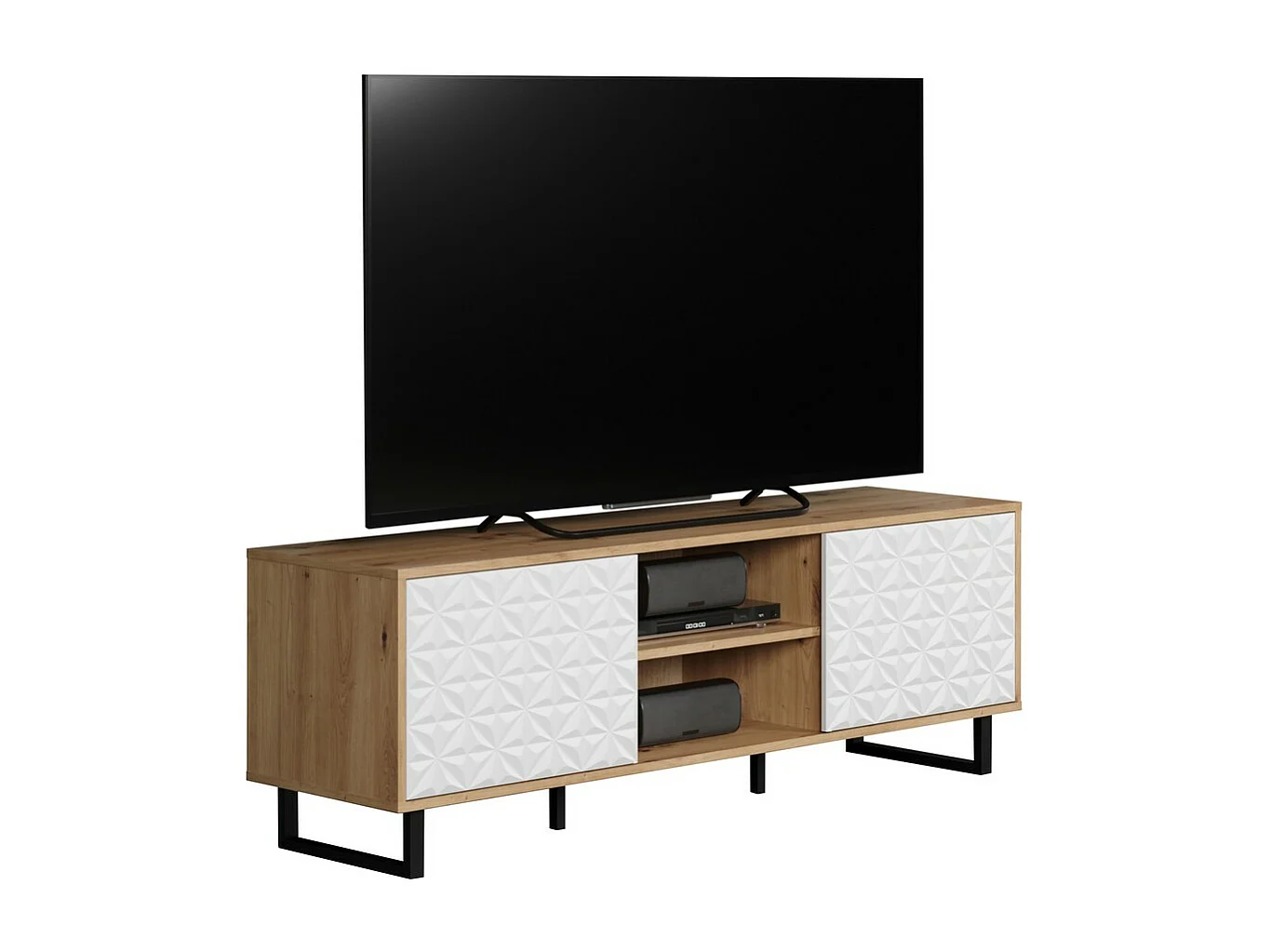 Meuble TV Aventura, Blanc, 154x52x40 cm, Seven Design