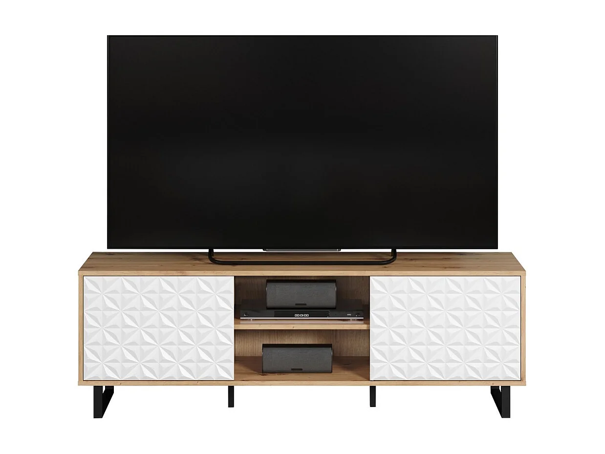 Meuble TV Aventura, Blanc, 154x52x40 cm, Seven Design