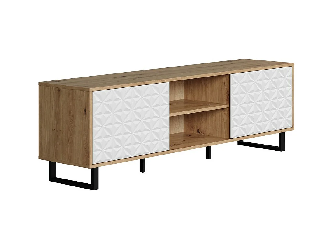 Meuble TV Aventura, Blanc, 154x52x40 cm, EPIKASA