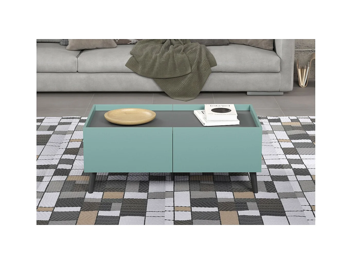 Table d'Appoint Melton, Bleu, 110x44x60 cm, Epikasa