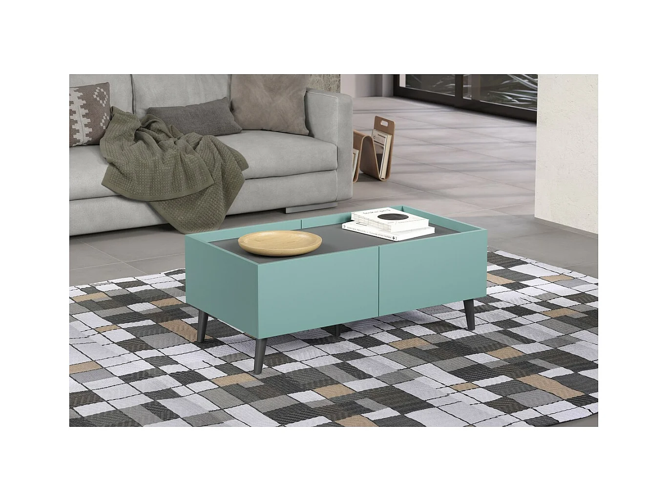 Table d'Appoint Melton, Bleu, 110x44x60 cm, Epikasa