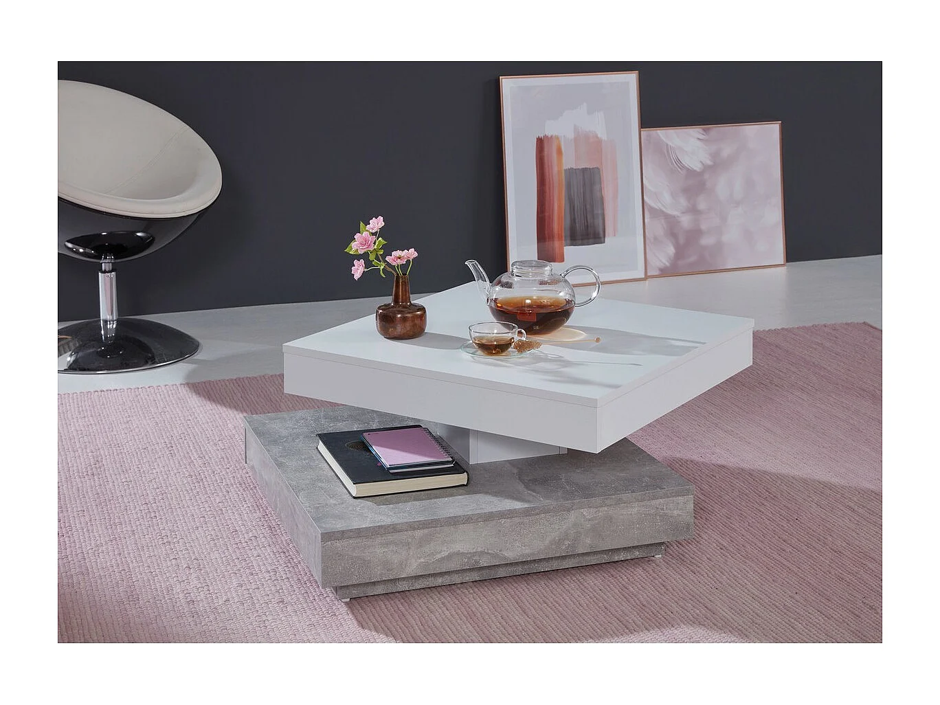 Table d'Appoint Universe, Gris, 70x70x35 cm, Seven Design