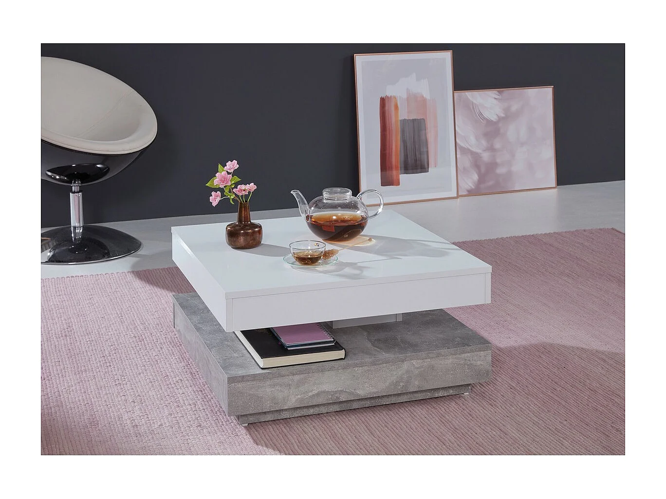 Table d'Appoint Universe, Gris, 70x70x35 cm, Seven Design