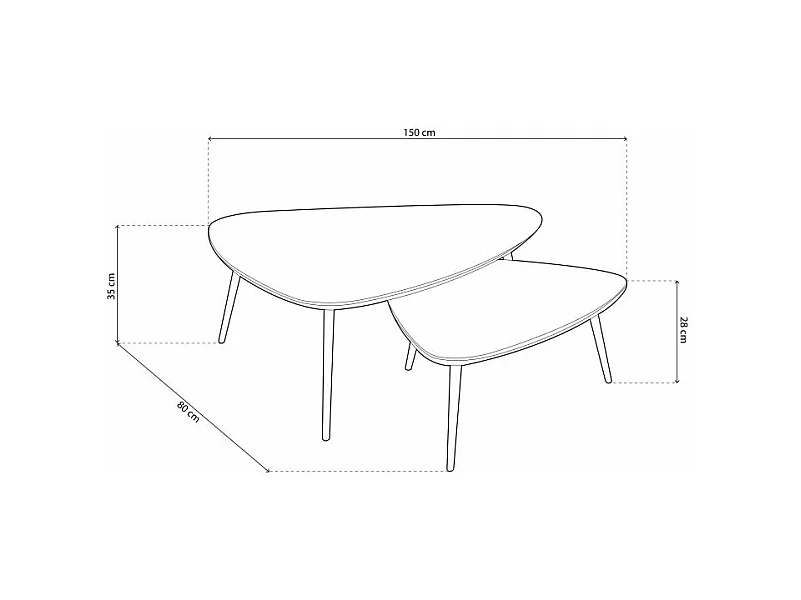 Set 2 mesas de centro nido Onix Negro