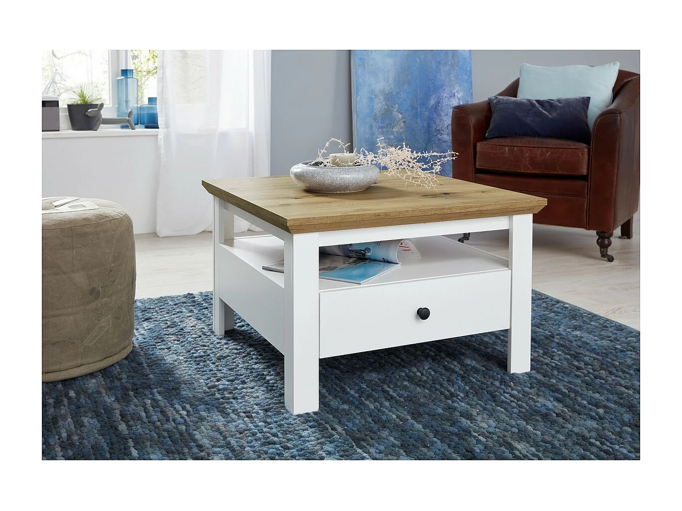 Table d'Appoint Universe, Blanc, 70x70x46 cm, Seven Design