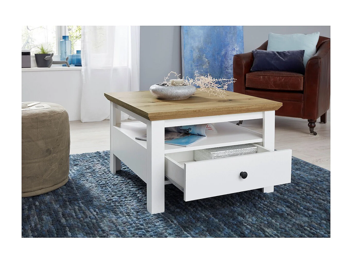 Table d'Appoint Universe, Blanc, 70x70x46 cm, Seven Design