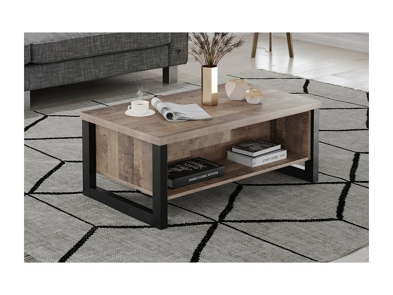 Koffietafel Emile, Bruin, 110x45x65 cm, Epikasa