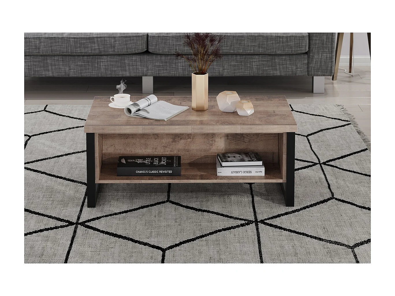 Koffietafel Emile, Bruin, 110x45x65 cm, Epikasa