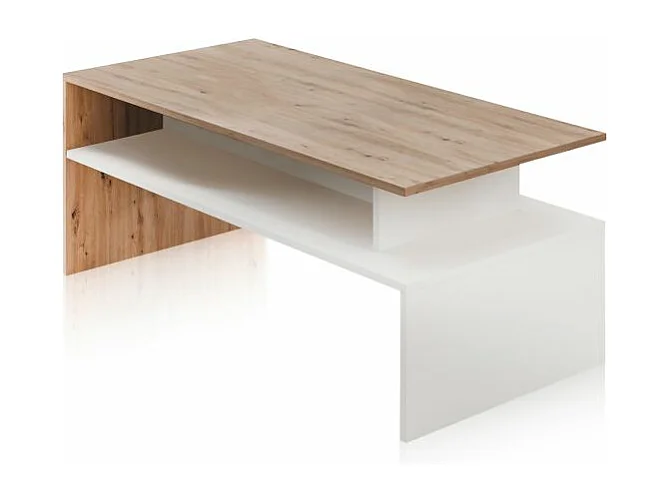 Mesa de centro Iris Blanco Artik (Blanco Mate) - Roble Nodi