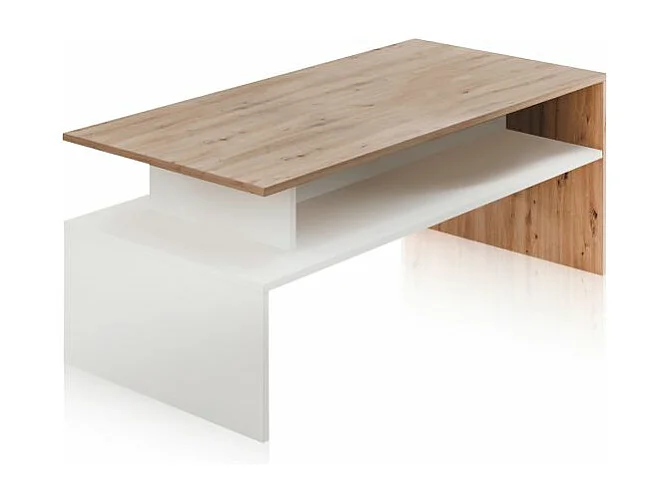 Mesa de centro Iris Blanco Artik (Blanco Mate) - Roble Nodi